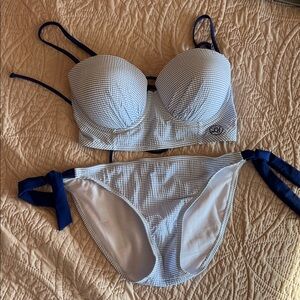 Blue and White Gingham Bikini Set
